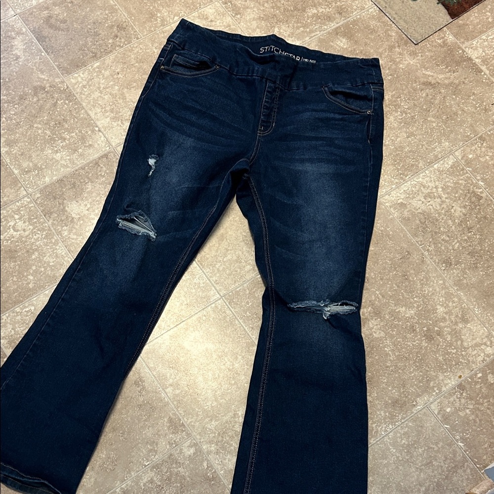 Women's Dark Blue Jeans StitchStar Mid Rise Bootcut 2x